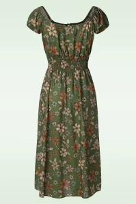 Vixen Fiona Floral Midi Dress In Olive 4 Vixen Fiona Floral Midi Dress In Olive - Image 2