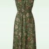 Vixen Fiona Floral Midi Dress In Olive 1 Vixen Fiona Floral Midi Dress In Olive -King Louie Shop 246222 Vixen 47919 Dress Floral Short Sleeve Pocket Olive 230605 00403w category