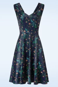 Vixen Peacock Floral Print Flare Dress In Blue 3 Vixen Peacock Floral Print Flare Dress In Blue