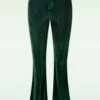Vixen Velvet Flare Trousers In Green -King Louie Shop 246242 Vixen 47965 Trouser Green Flared 230606 00404W category