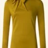 Vixen Tie Neck Jersery Top In Mustard -King Louie Shop 246245 Vixen 47957 Tie Neck Long Sleeve Jersey Top Mustard 230606 406W category