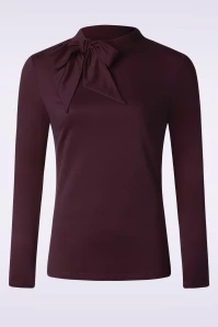 Vixen Tie Neck Jersery Top In Purple