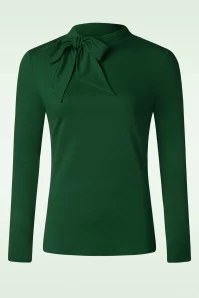 Vixen Tie Neck Jersery Top In Green