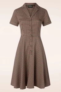 Vixen Paola Check Swing Dress In Beige