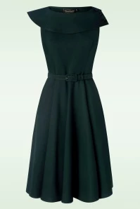 Vixen Mabel Oversize Collar Flare Dress In Green