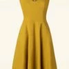 Vixen Connie Swing Dress In Mustard 1 Vixen Connie Swing Dress In Mustard -King Louie Shop 246290 Vixen 47923 Dress Front Neckline Detail Flare Mustard 230605 00403W category