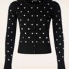 Vixen Emma Embroidered Polka Dot Cardigan In Black