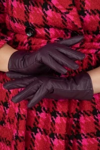 Verona Leather Gloves In Plum