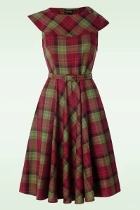 Vixen Mira Plaid Swing Dress In Red And Green