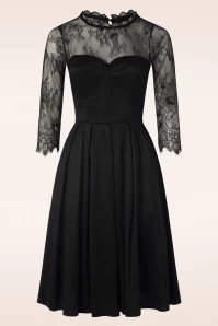 Vixen Tara Taffeta And Lace Dress In Black