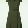 Vixen Fawn Fourties Style Dress In Green -King Louie Shop 246466 Vixen 47929 Swingdress Olive Buttondown 230829 002 category