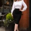 Hayworth Pencil Dress In White And Black -King Louie Shop 246469 Glamour Bunny Business Babe 47835 Dress Pencil Hayworth White Black 20230704 411M category