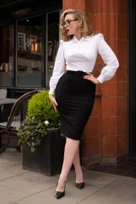 Hayworth Pencil Dress In White And Black