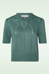 Frances Short Sleeve Pullover Jumper In Aqua