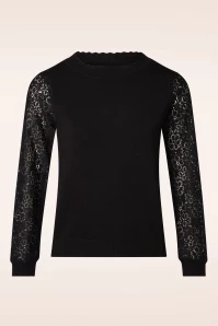 Vixen Lace Sleeve Sweater In Black