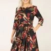 Orange Flowers Swing Dress In Black -King Louie Shop 246612 HeartsRoses 48171 swing dress black multi 230705 022W category