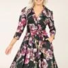 Fiona Floral Swing Dress In Black -King Louie Shop 246617 HeartsRoses 48168 swing dress flower black multi 230705 022W category