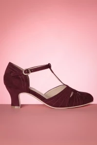 London Luxe T-Strap Heels In Wine
