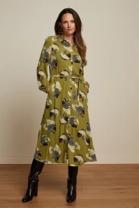King Louie Carina Koi Dress In Chartreuse Yellow
