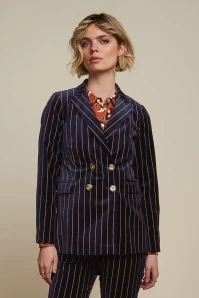 King Louie Tina Pinstripe Blazer In Midnight Blue 3 King Louie Tina Pinstripe Blazer In Midnight Blue