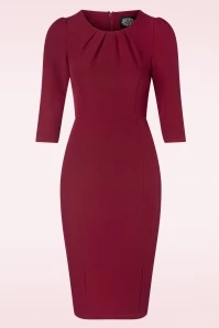 Topvintage Exclusive ~ Valerie Pencil Dress In Burgundy