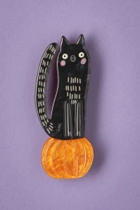 Pumpkin Time Kitty Brooch