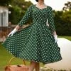 50s Olivia Swing Polkadot Dress In Green And White 2 50s Olivia Swing Polkadot Dress In Green And White -King Louie Shop 246886 44182 crop category