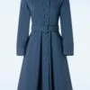 Topvintage Exclusive ~ Linette Gia Water Repellent Winter Coat In Blue 2 Topvintage Exclusive ~ Linette Gia Water Repellent Winter Coat In Blue -King Louie Shop 246984 Miss Candyfloss 48536 Coat Long Buttons Blue 230906 018W category