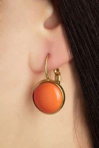 Goldplated Dot Earrings In Tangerine