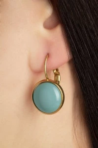 Goldplated Dot Earrings In Cameo Blue