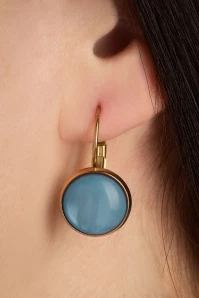 Goldplated Dot Earrings In Fjord Blue