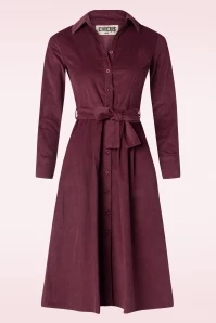 Cara Cord Dress In Beet Red