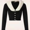 Vixen Fiora Fur Collar Cardigan In Black 1 Vixen Fiora Fur Collar Cardigan In Black -King Louie Shop 247095 Vixen 47905 Cardigan Black White Fur 230526 00403W category