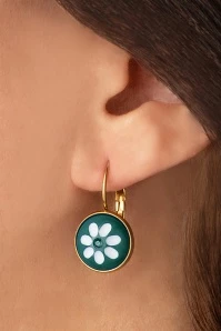 Goldplated Daisy Dot Earrings In Teal
