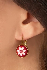 Goldplated Daisy Dot Earrings In Red