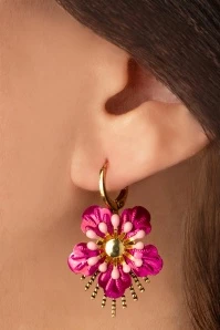 Raio Flower Earrings In Barbie Pink