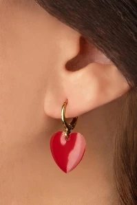 Heart Earrings In Red