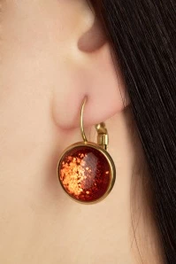 Goldplated Dot Earrings In Glitter Red