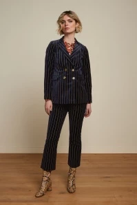 King Louie Jenny Pinstripe Pants In Midnight Blue