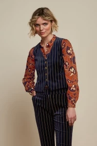 King Louie Bianca Pinstripe Gilet In Midnight Blue 3 King Louie Bianca Pinstripe Gilet In Midnight Blue