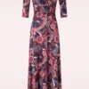 Fleur Flower Maxi Dress In Navy -King Louie Shop 247263 Vintage Chic 48767 Dress Maxi Navy Wine 70s Print 230904 004W category