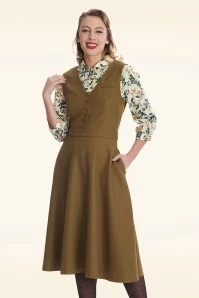 Bookwurm Swing Dress In Khaki