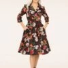 Hailey Flower Swing Dress In Black 1 Hailey Flower Swing Dress In Black -King Louie Shop 247360 Heart and Roses 48178 Dress Swing Flowers Black Pink 020LW category