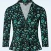 Anna Retro Birds Blouse In Black And Aqua -King Louie Shop 247384 Lalamour 46733 Blouse Aqua Flowers Blue Black 09012023 003W category