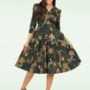 Gina Floral Swing Dress In Green