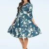 Milou Flower Swing Dress In Blue -King Louie Shop 247433 Heart and Roses 48161 Dress Swing Flowers White Blue 020LW category