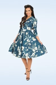 Milou Flower Swing Dress In Blue