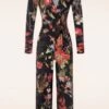Diana Autumn Garden Jumpsuit In Black And Multi -King Louie Shop 247447 Lalamour 46728 Jumpsuit Flowers Multi Black 09012023 003W category