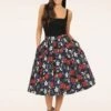 Milly Floral Swing Skirt In Black -King Louie Shop 247458 Heart and Roses 48165 Skirt Flowers Black 020LW category