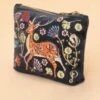Powder Deer Art Velvet Mini Pouch In Midnight Blue -King Louie Shop 247520 Powder 48318 Pouch Velvet Deer Black 020LW category